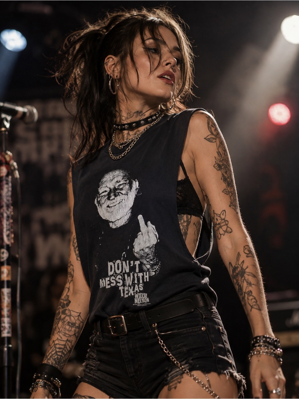 Zion Rootswear Willie Nelson Distressed Vintage Black Graphic Muscle Tee